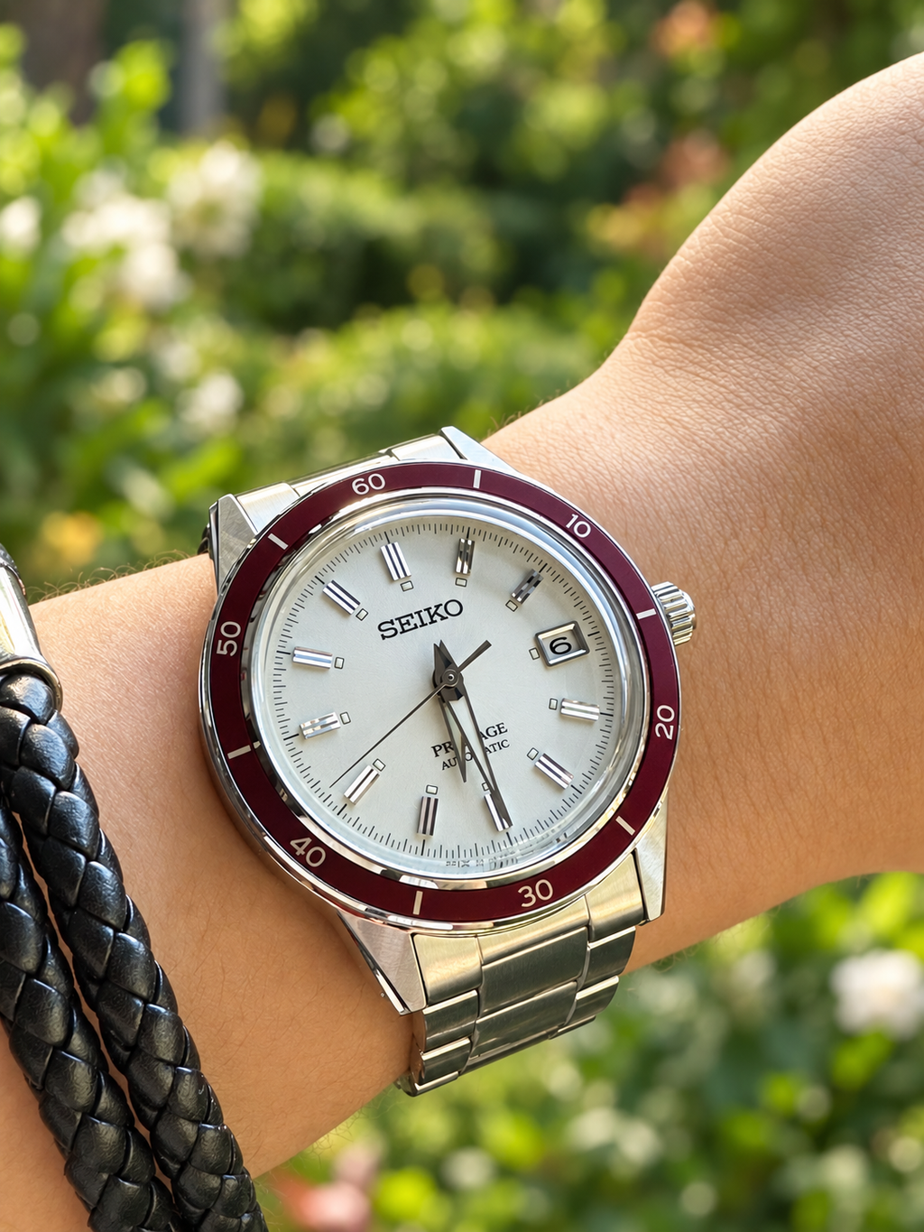 Seiko Presage Style 60s Ruby SRPH93J1 Automatic Watch, Ivory Dial
