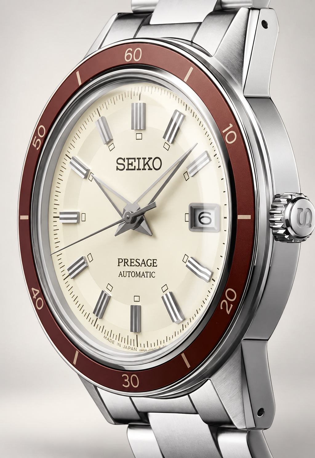 Seiko Presage Style 60s Ruby SRPH93J1 Automatic Watch, Ivory Dial
