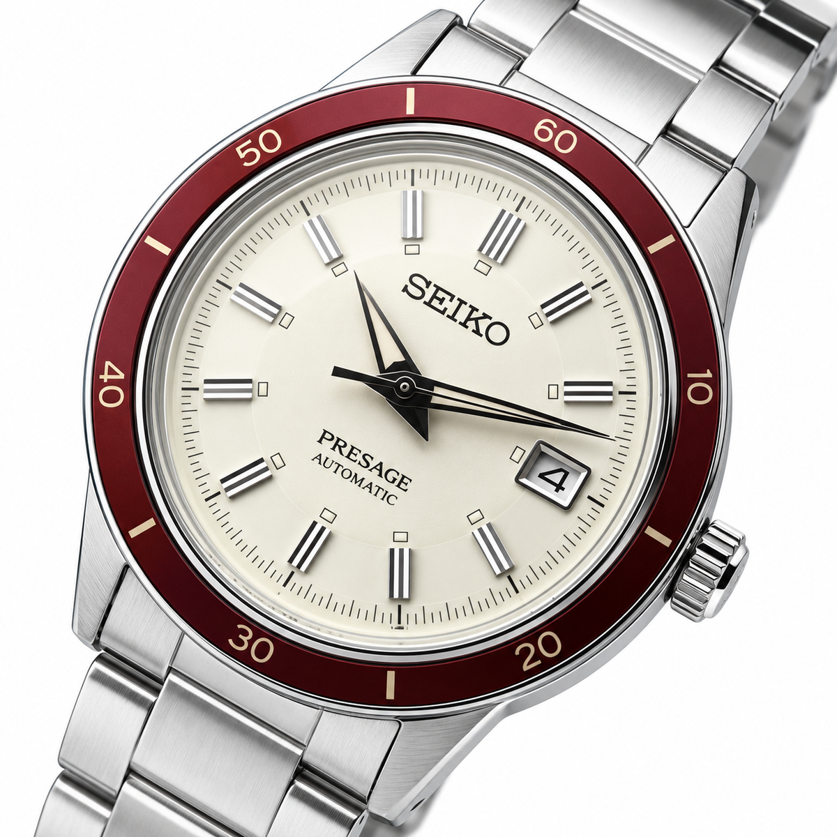 Seiko Presage Style 60s Ruby SRPH93J1 Automatic Watch, Ivory Dial