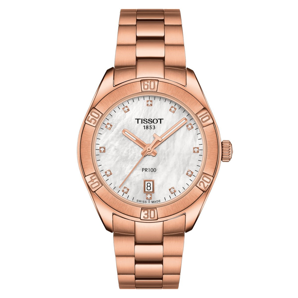 Tissot Ladies Watch Pr 100 Classic 36mm White Rose Gold T1019103311600
